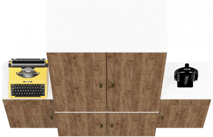 Лидер-8 Шкаф МД 20Б + Тумба МД 3.15 + Тумба МД 3.15, цвет белый шагрень/крафт золото, ШхГхВ 160х37,5х190 см., НЕ универсальная сборка