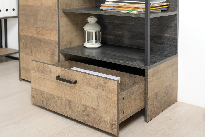 Трувор 13.70 Тумба под ТВ + 13.307.01 Комод, цвет дуб гранж песочный/интра, ШхГхВ 258,8х45,4х106,9 см., универсальная сборка