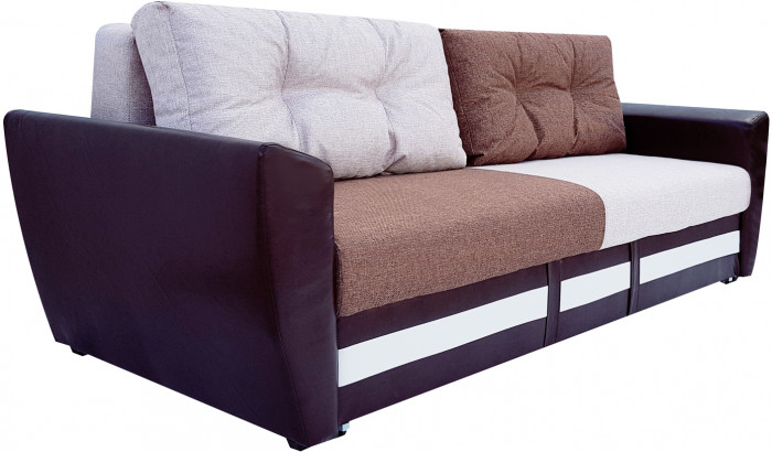 Диван-еврокнижка Амстердам, 160х195, пружинный блок, рогожка/экокожа, комби