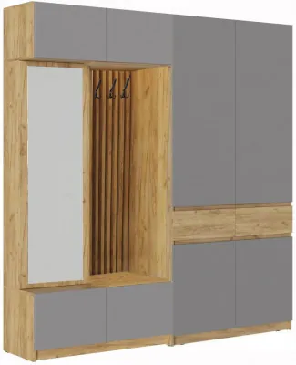 Модульная прихожая, композиция 2 (Графит, Дуб Крафт Золотой)