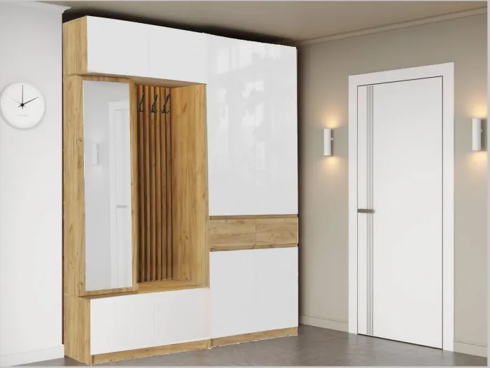 Модульная прихожая, композиция 2 (Графит, Дуб Крафт Золотой)