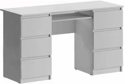 Челси Стол 6 ящиков (Белый глянец, Белый)