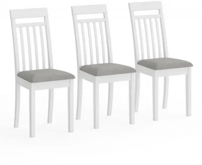 Три стула Мебель--24 Гольф-11 разборных, цвет белый, обивка ткань велюр серый 63, ШхГхВ 40х40х100 см., от пола до верха сиденья 47 см.