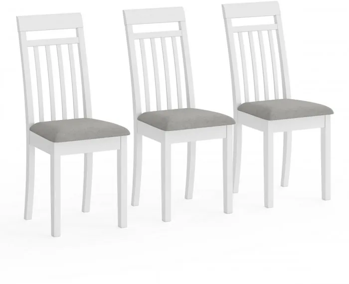 Три стула Мебель--24 Гольф-11 разборных, цвет белый, обивка ткань велюр серый 63, ШхГхВ 40х40х100 см., от пола до верха сиденья 47 см.