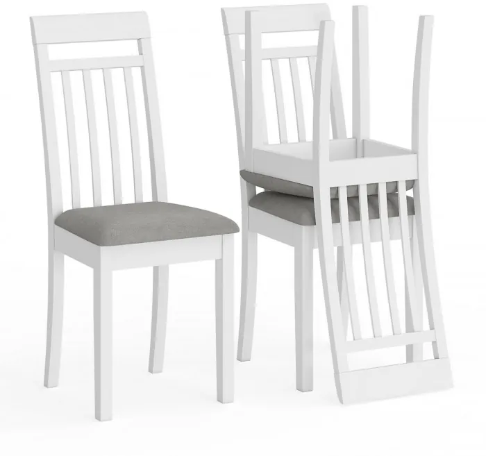 Три стула Мебель--24 Гольф-11 разборных, цвет белый, обивка ткань велюр серый 63, ШхГхВ 40х40х100 см., от пола до верха сиденья 47 см.