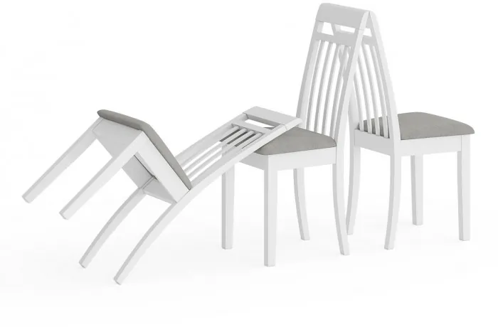 Три стула Мебель--24 Гольф-11 разборных, цвет белый, обивка ткань велюр серый 63, ШхГхВ 40х40х100 см., от пола до верха сиденья 47 см.