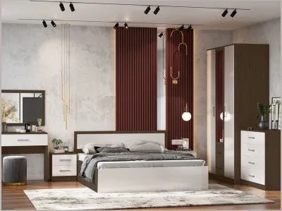 Модульная спальня Мартина, композиция 2 (Белый глянец, Венге)