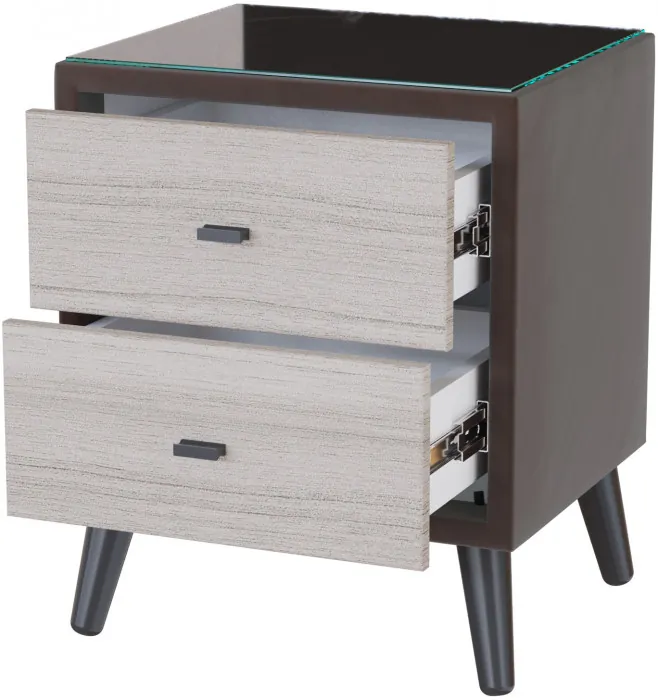 Тумба прикроватная интерьерная Ланс коричневый/мдф сандал белый