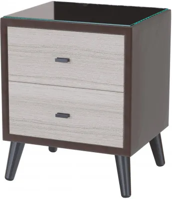 Тумба прикроватная интерьерная Ланс коричневый/мдф сандал белый