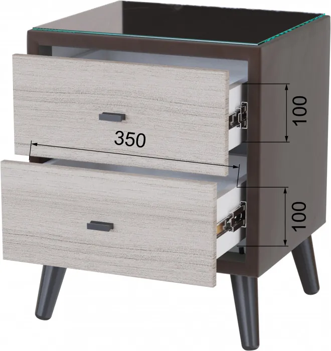 Тумба прикроватная интерьерная Ланс коричневый/мдф сандал белый