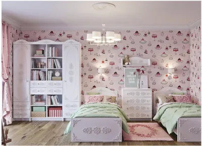 Модульная детская KI-KI композиция 4, Белый/Белое дерево