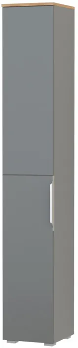 Октава 13.228 Шкаф-пенал, цвет серый графит/дуб крафт золотой/фасады МДФ серый графит, ШхГхВ 32,2х35,3х197,6 см., универсальная сборка
