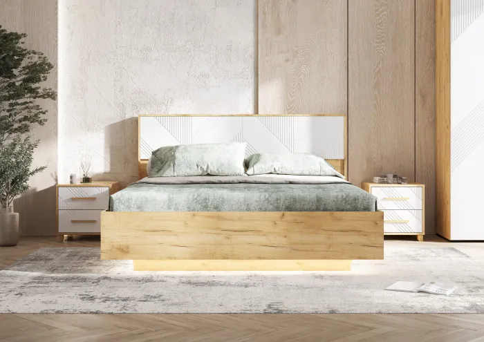 Спальня Ирис, композиция 1, браш вайт/дуб крафт