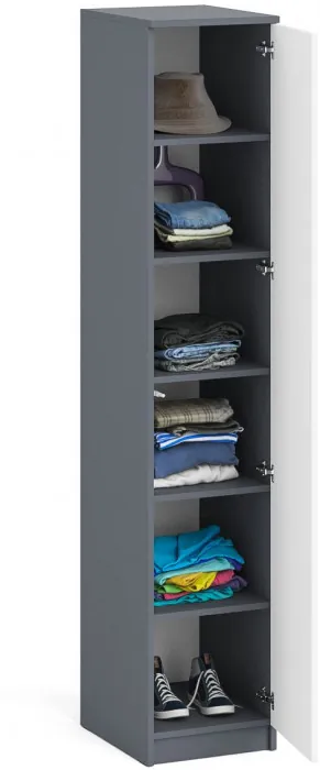 Мори Пенал МШ400.1, цвет графит/белый, ШхГхВ 40,4х50,4х209,6 см., универсальная сборка