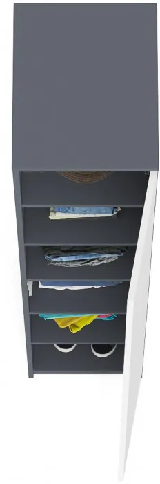 Мори Пенал МШ400.1, цвет графит/белый, ШхГхВ 40,4х50,4х209,6 см., универсальная сборка