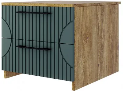 Тумба прикроватная "Монтале" - Дуб канзас/Зеленый матовый