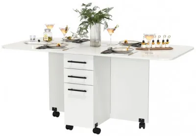 Стол-книжка с ящиками 1-6702бел, цвет белый, ШхГхВ 38х80х74 см. сложенный, разложенный два размера: 103/167х80х74 см.