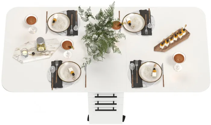 Стол-книжка с ящиками 1-6702бел, цвет белый, ШхГхВ 38х80х74 см. сложенный, разложенный два размера: 103/167х80х74 см.