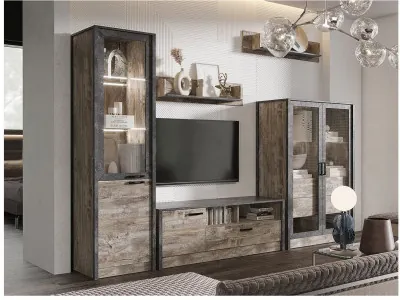 Модульная гостиная Амели (Дуб Юкон / Бетон темный)