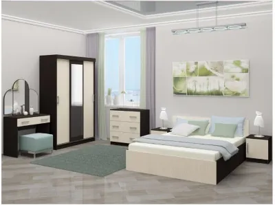 Модульная спальня Басямиф, композиция 1 (Венге / дуб беленый)