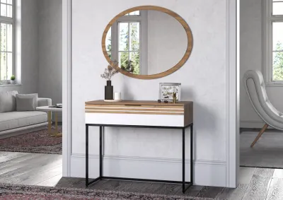 Туалетный столик + Зеркало Нао, Дуб вотан/Белый