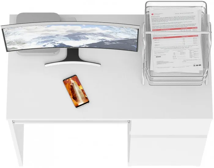 Мори Стол компьютерный МС-1 правый, цвет белый, ШхГхВ 90х50х76,6 см., выдвижной ящик справа, НЕ универсальная сборка