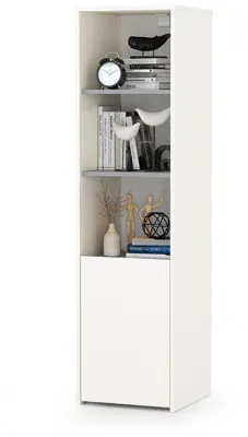 Торонто 13.13 Шкаф комбинированный, цвет белый шагрень/стальной серый, ШхГхВ 40х40,3х149,7 см., универсальная сборка