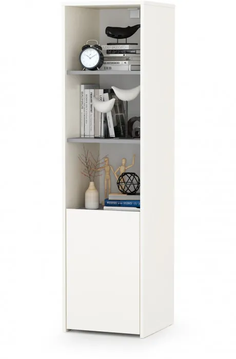 Торонто 13.13 Шкаф комбинированный, цвет белый шагрень/стальной серый, ШхГхВ 40х40,3х149,7 см., универсальная сборка