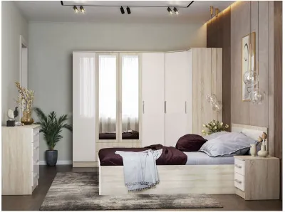 Модульная спальня Мартина, композиция 1 (Белый глянец, Дуб Сонома)