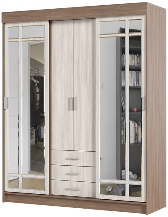 Андрей-1 шкаф-купе (1700*2100*580 мм) ясень шимо темный/ясень шимо светлый