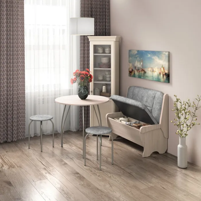 Кухонный набор Лотос скамья 950 - стол - табурет / ясень светлый/графит