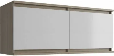 Челси Полка навесная (Антресоль малая) (Белый глянец, Дуб Сонома)