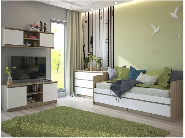 Модульная детская Челси, композиция 1 (Белый глянец, Белый)