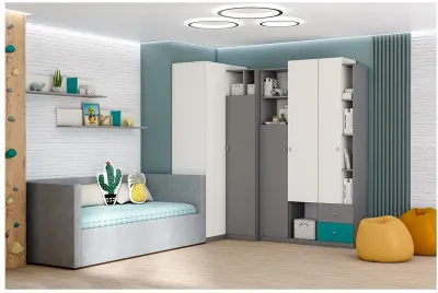 Модульная детская Клео набор 5 (Графит/Миндаль/Океан)