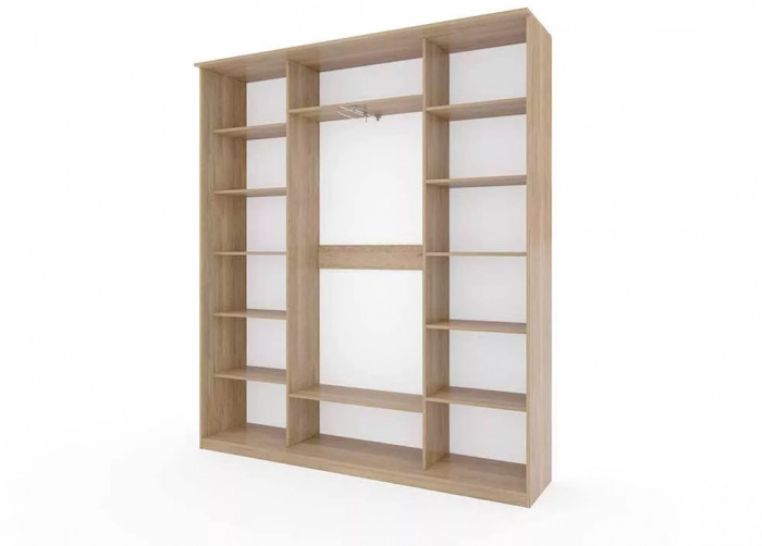 Шкаф купе Модерн 2076х450 3-х дверный 3-х секционный зеркальный с пескоструем №4 ясень