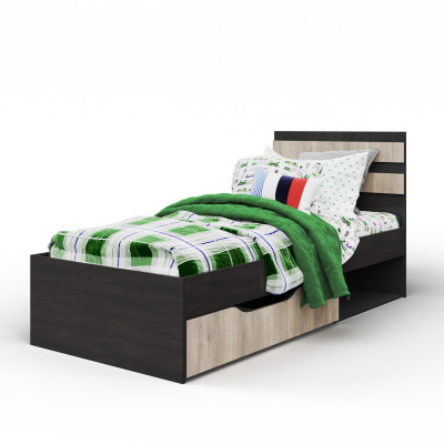 Кровать односпальная 90х200 с ящиком "Лондон" - Дуб кентерберри/Сосна натуральная