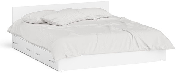 Мори Кровать с ящиками 1800, цвет белый, ШхГхВ 183,5х203,5х70 см., сп.м. 1800х2000 мм., без матраса, основание есть