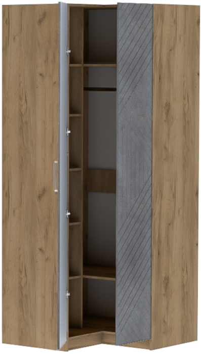 Шкаф угловой "Иннэс-7" - Крафт золотой/Бетон графит