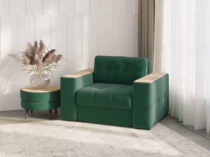 Кресло-кровать "Нави", Изумруд/МДФ дуб канадский