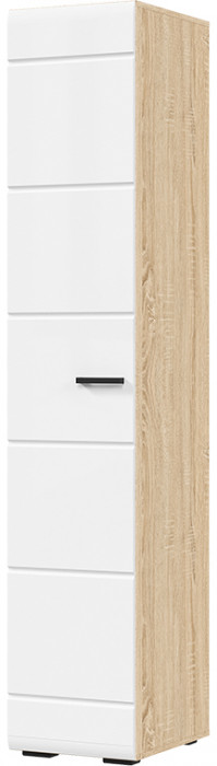 ЛИБЕРТИ ШК 01 Шкаф 400 (400х2100х500) Фасад МДФ БЕЛЫЙ ГЛЯНЕЦ/Корпус ДУБ СОНОМА