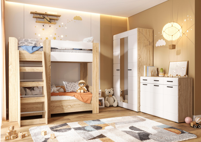 ЛИБЕРТИ ШК 01 Шкаф 400 (400х2100х500) Фасад МДФ БЕЛЫЙ ГЛЯНЕЦ/Корпус ДУБ СОНОМА