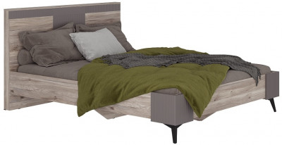 Кровать 1,6 м "Кассандра" КР-19 Дуб Смоки/MF14 Муссон софт