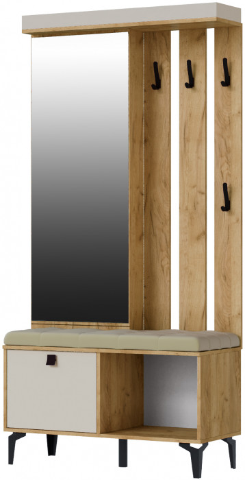 Модульная прихожая Милан, набор 1, Крафт золотой/Кашемир