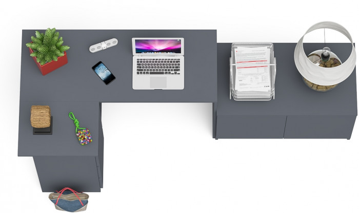 Мори Стол компьютерный МС-16 левый + Тумба МА900.1, цвет графит, ШхГхВ 214,8х84,9х76,6 см., выдвижные ящики слева, НЕ универсальная сборка