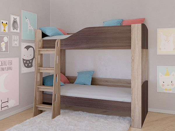 Кровать двухъярусная АСТРА 2 Сонома/Дуб Шамони без ящика