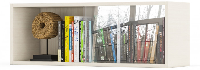 Полка книжная С-МД-КН01, цвет дуб, ШхГхВ 83х25х30 см., стеклянные дверцы