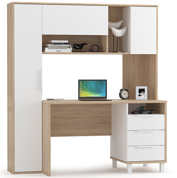 Стол компьютерный Комфорт 12.95N, цвет дуб сонома/белый, ШхГхВ 162х60,3х180 см., НЕ универсальная сборка (Стол рабочий)