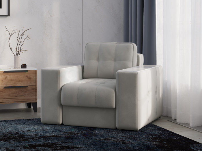 Кресло Виконт, Светло-серый/Холст белый