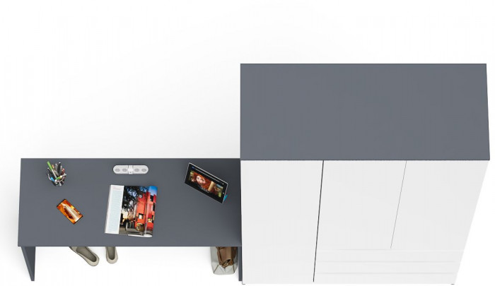 Мори письменный стол МСП1200.1 + Шкаф МШ1200.1, графит/белый