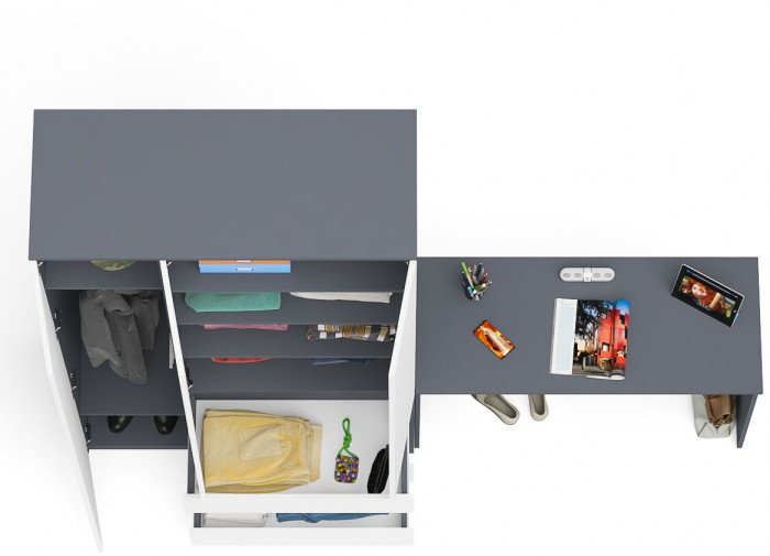 Мори письменный стол МСП1200.1 + Шкаф МШ1200.1, графит/белый